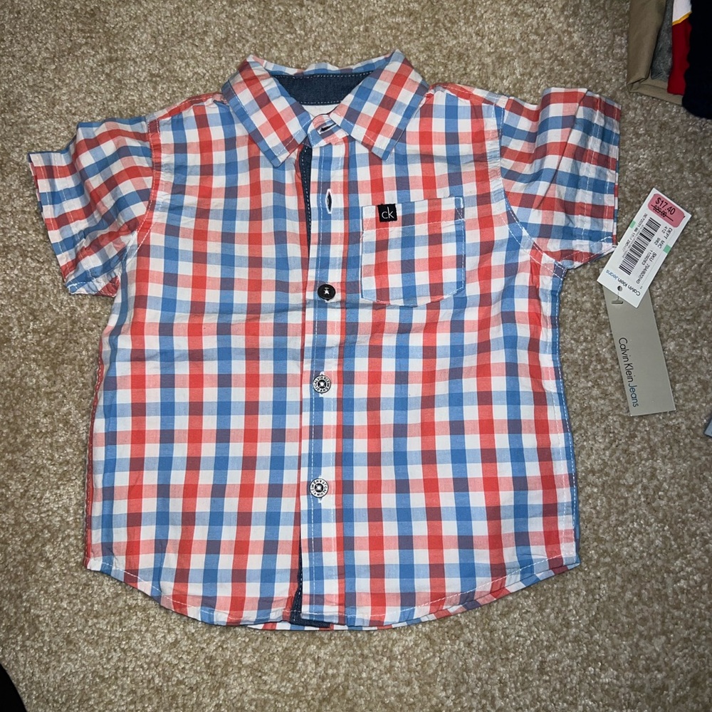 18M Calvin Klein plaid button up